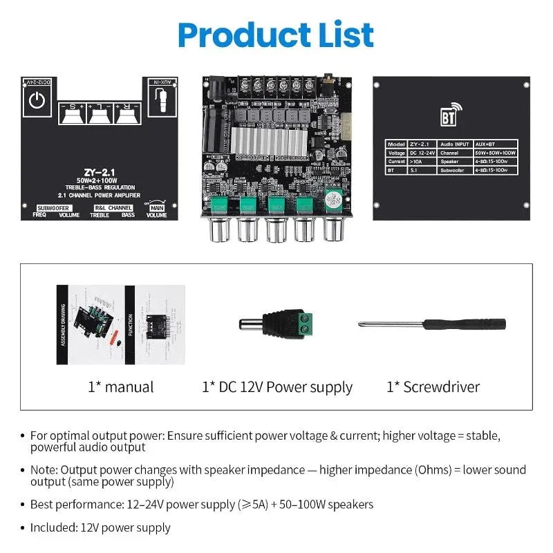 2.1 Channel Bluetooth Amplifier Board