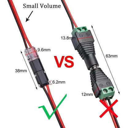 2-Pin Solderless Wire Connector for LED Strips & 18–22 AWG Cables