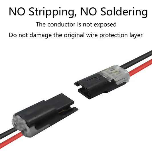 2-Pin Solderless Wire Connector for LED Strips & 18–22 AWG Cables