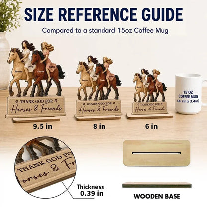 2-Layer Wooden Plaque, Thank God for Horses & Friends, Personalized